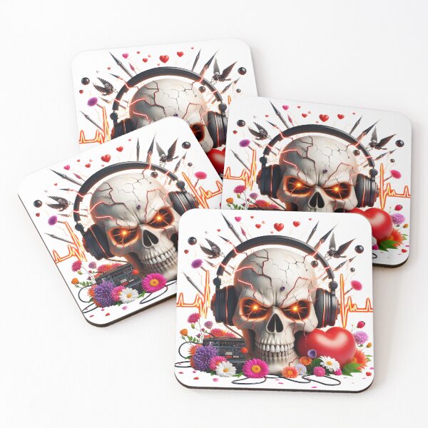 Item preview, Skull coloring with earphones around flour designed and sold by HellsingDesigns.