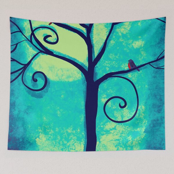 Item preview, Turquoise tree of life, colour happy tree birds,happy art designed and sold by wrightsonarts.