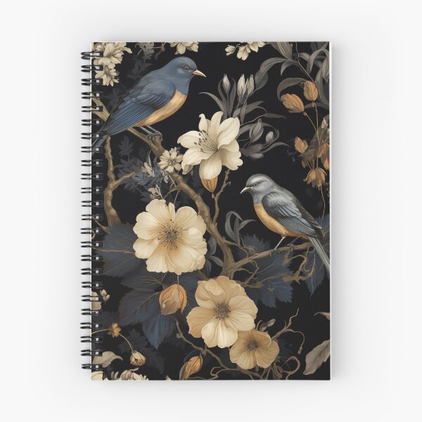 Item preview, Victorian style gold and navy flowers and birds designed and sold by Alexa53.
