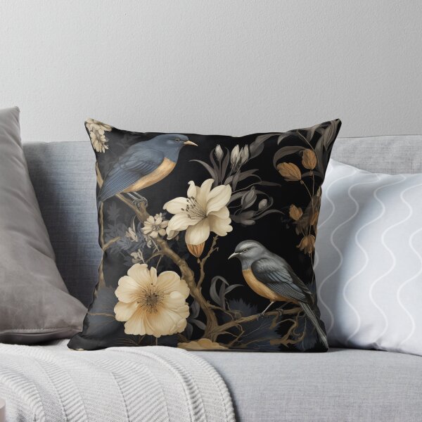 Artikelvorschau, Blumen und Vögel im viktorianischen Stil in Gold und Marineblau entworfen und verkauft von Alexa53.