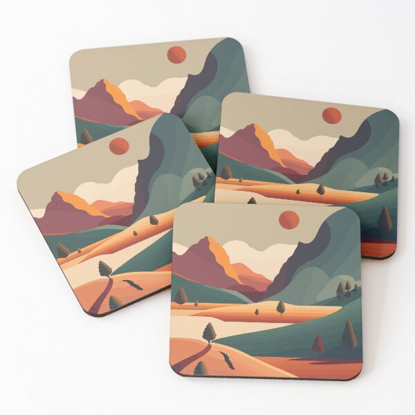 Item preview, Vibrant Mountains, Scattered Trees With A Red-Glowing Sun - Phone Cases designed and sold by thespecialtyhub.