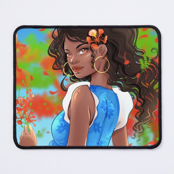 Item preview, Creole woman with flamboyant flowers in traditional maloya outfit from the islands designed and sold by mtdessin.