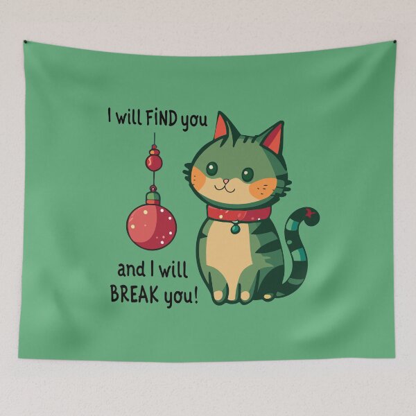 Item preview, Christmas Cat I will Find You and I will Break you designed and sold by AntiqueImages.