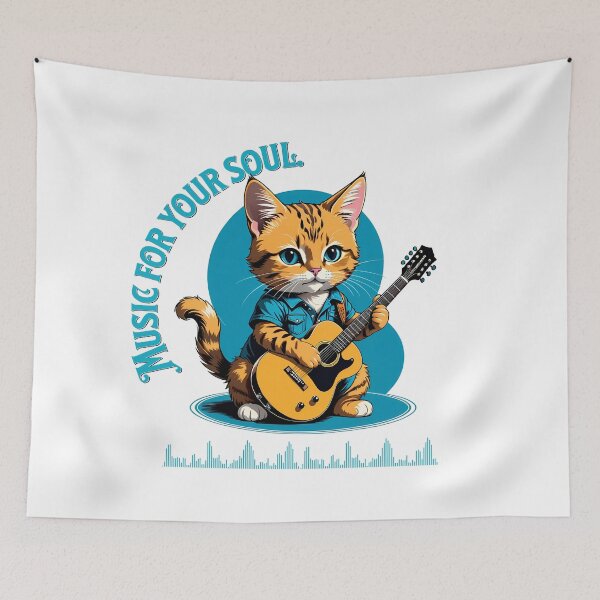 Item preview, Animal-Music Fusion: Cat with Guitar in Digital designed and sold by Artedig.