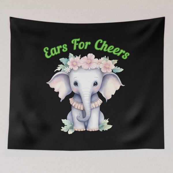 Item preview, Ears For Cheers. elephant portrait designed and sold by ElephantVibes.