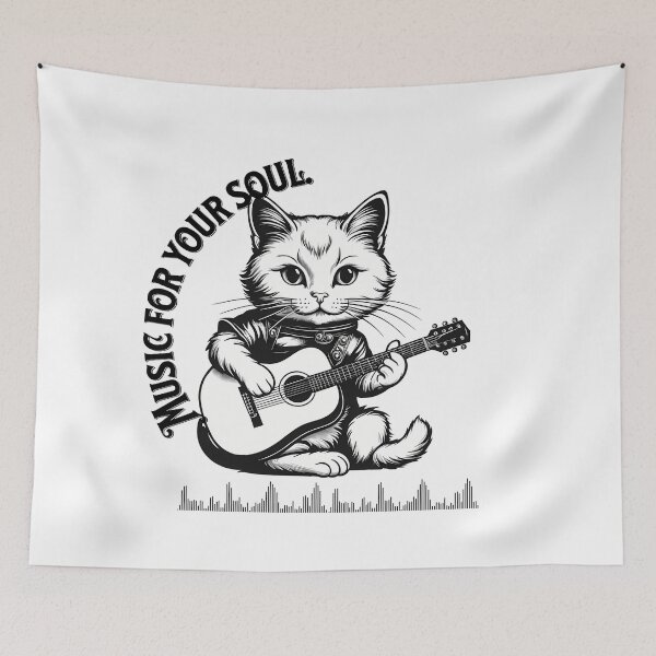 Item preview, Feline harmony: Discover the musical world of the cat with guitar designed and sold by Artedig.