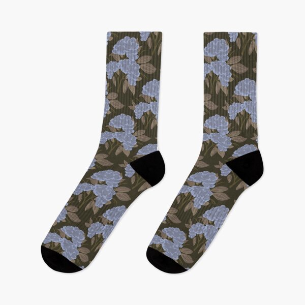 Item preview, Peony Trio Pattern in Gray Blue, Taupe, and Chocolate Brown designed and sold by min-jung-hwang.