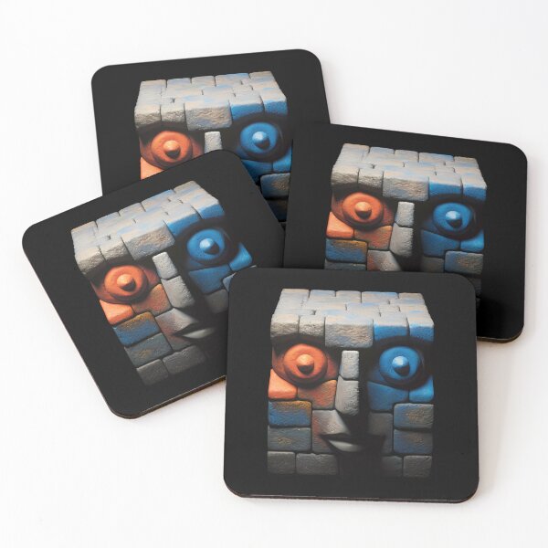 Item preview, Surreal Puzzle Cubic Placid Human Head - Cube Modern Abstract Art designed and sold by MadeByRobots.