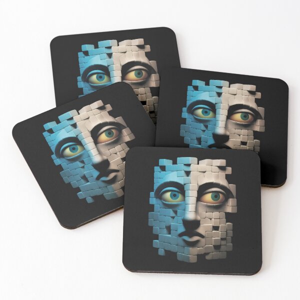Item preview, Surreal Puzzle Cubic Placid Human Head - Cube Modern Abstract Art designed and sold by MadeByRobots.