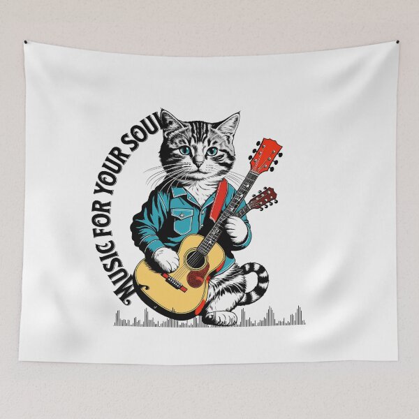 Item preview, When purrs meet melodies: Cat with guitar designed and sold by Artedig.