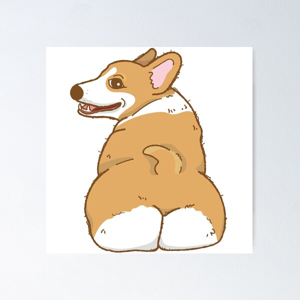 Artikelvorschau, Niedliche und lustige orange-weiße Corgi-Hintern-Zeichnung entworfen und verkauft von LionessLove.
