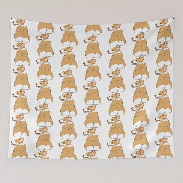 Item preview, Cute and Funny Orange and White Corgi Butt Drawing designed and sold by LionessLove.