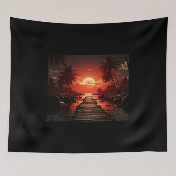 Item preview, sun night road tree attractive art beautiful sea designed and sold by UILOVE.