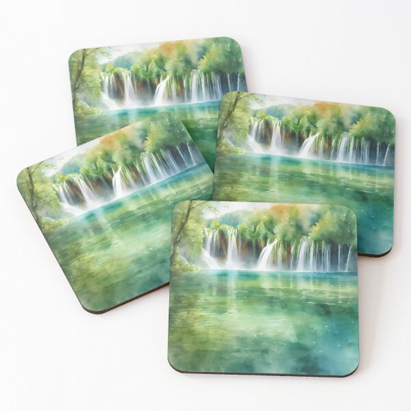 Item preview, Watercolor Harmony at Plitvice Lakes designed and sold by colorvisionart.