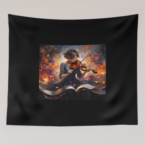Item preview, girl music song play violin guitar cello art designed and sold by UILOVE.