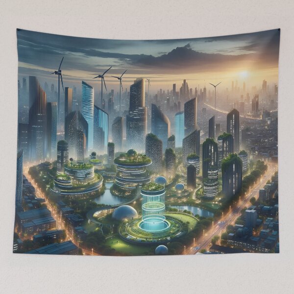 Item preview, "Dusk in the Sustainable City" designed and sold by APARTAI EU.