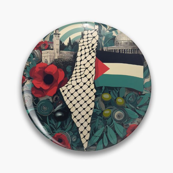 Item preview, Palestine Map Flag Poppy Olive Palestinian Motifs designed and sold by Slice Of Seed.