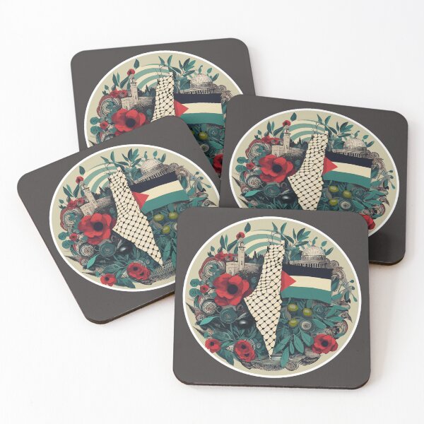Item preview, Palestine Map Flag Poppy Olive Palestinian Motifs designed and sold by Slice Of Seed.