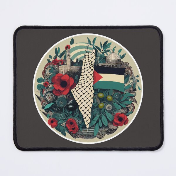 Item preview, Palestine Map Flag Poppy Olive Palestinian Motifs designed and sold by Slice Of Seed.