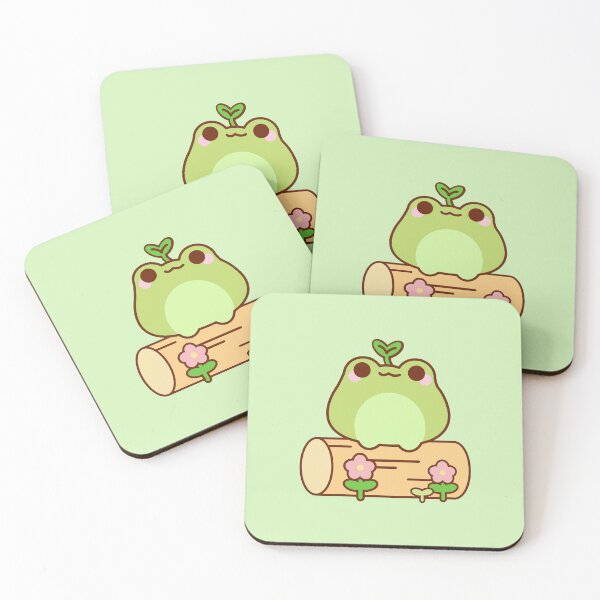 Item preview, Cute Frog on the Log with Flower in the Garden designed and sold by mintcorner.