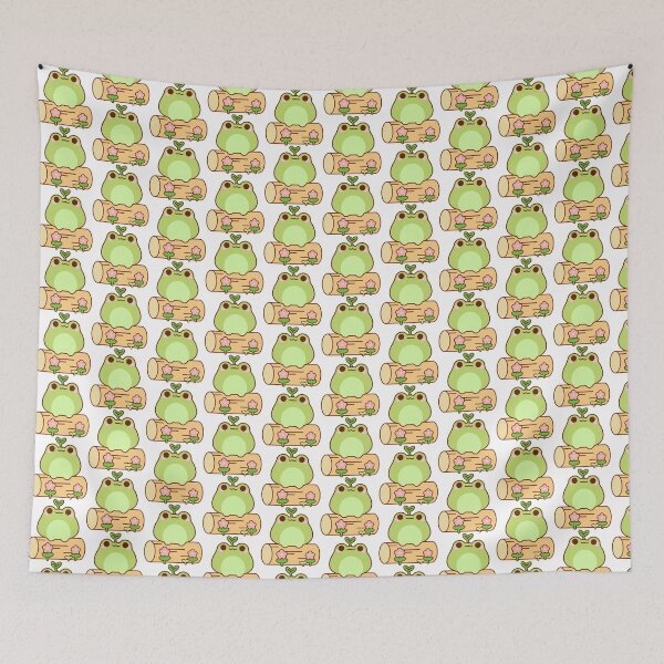 Item preview, Cute Frog on the Log with Flower in the Garden designed and sold by mintcorner.
