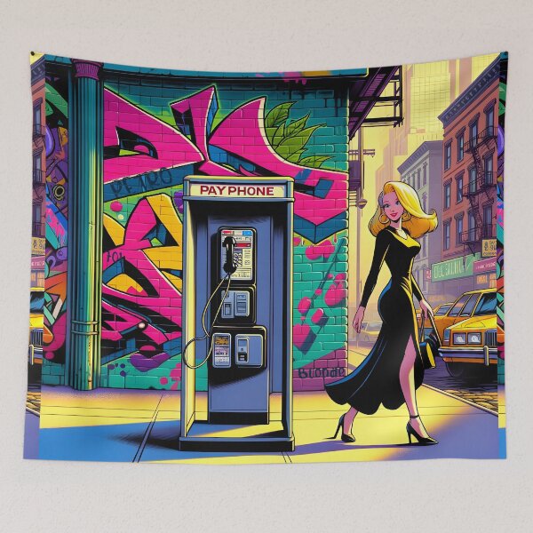 Item preview, Retro Urban Chic Payphone Scene designed and sold by inkArtistryfine.