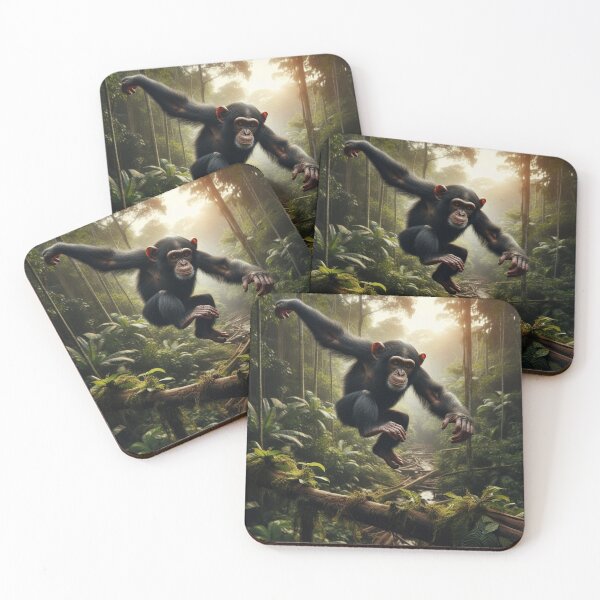 Item preview, Chimpanzee jumping from branch to branch in the Amazon forest designed and sold by Yourdreamworld.