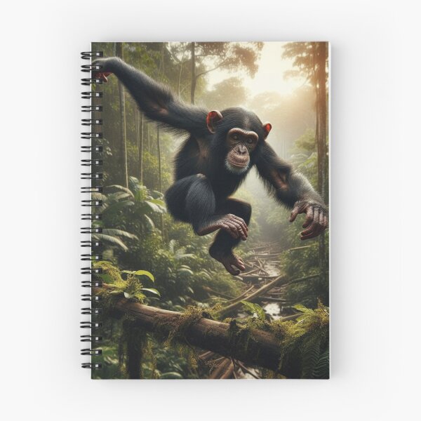 Item preview, Chimpanzee jumping from branch to branch in the Amazon forest designed and sold by Yourdreamworld.