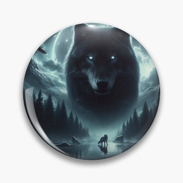 Artikelvorschau, Eine dunkle Nacht mit Vollmond und dem Alphawolf entworfen und verkauft von Yourdreamworld.