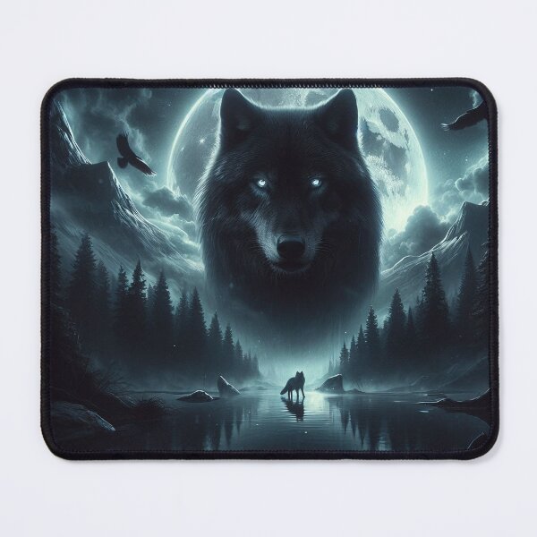Artikelvorschau, Eine dunkle Nacht mit Vollmond und dem Alphawolf entworfen und verkauft von Yourdreamworld.