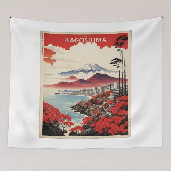 Item preview, Kagoshima Japan Vintage Poster Tourism  designed and sold by TravelersGems.