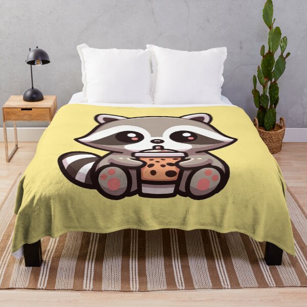 Item preview, Cute Kawaii Raccoon Drinking Boba designed and sold by wtfbba.