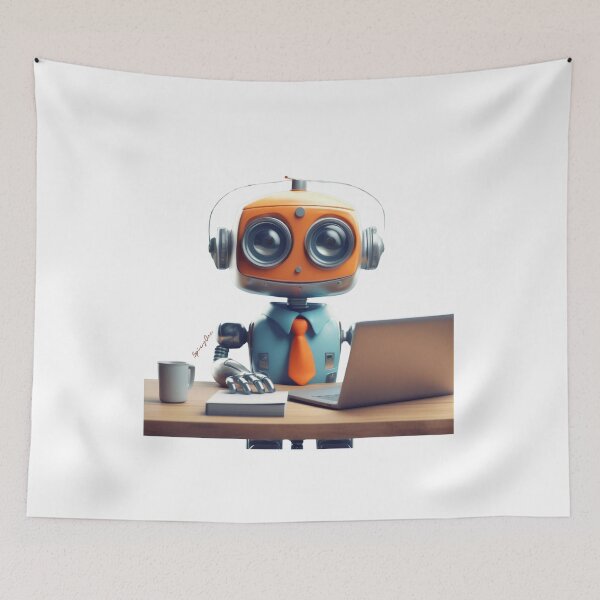Item preview, Cute Robot Sitting With Coffee Cup designed and sold by SpicyOne.