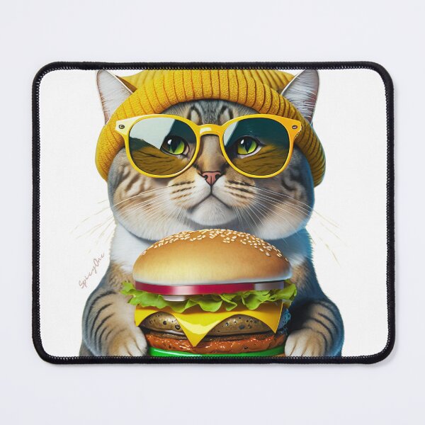 Item preview, Cute Stylish Cat With Burger designed and sold by SpicyOne.