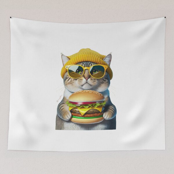 Item preview, Cute Stylish Cat With Burger designed and sold by SpicyOne.