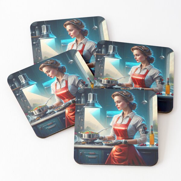 Item preview, Semi-Robot 80s Woman Wearing Kitchen Apron designed and sold by vuslatmedia.