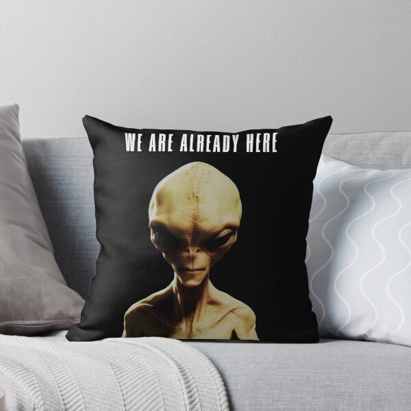 Item preview, We Are Already Here - Humanoid Alien Portrait Gray Alien designed and sold by MadeByRobots.
