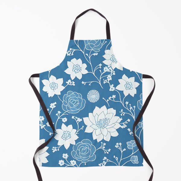 Item preview, White Floral Blossoms on Blue designed and sold by FriskyLemur.