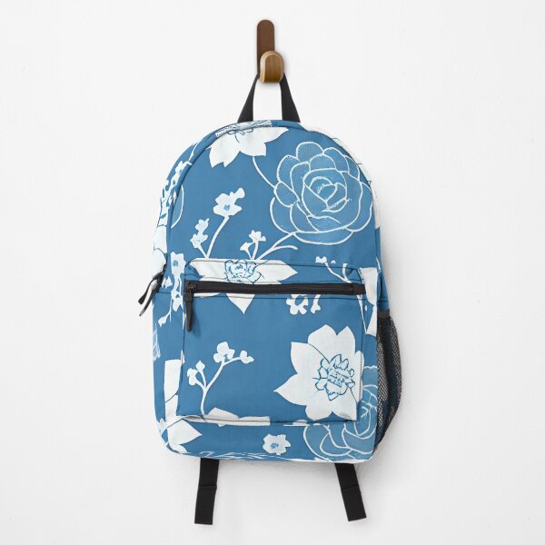 Item preview, White Floral Blossoms on Blue designed and sold by FriskyLemur.
