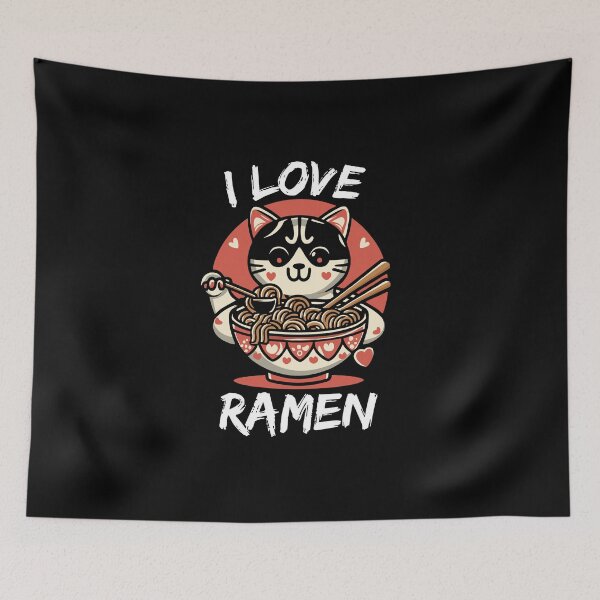 Item preview, i Just Really Love Ramen, Anime Cat Eating designed and sold by UMIARTS ⭐⭐⭐⭐⭐.