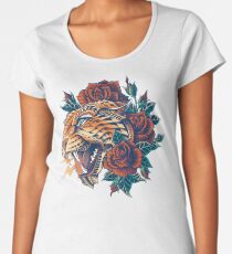 Camiseta premium para mujer Leopard adornado (Versión en color)