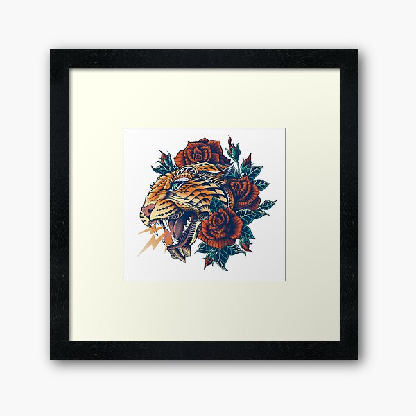Verzierter Leopard (Farbversion) Gerahmter Kunstdruck