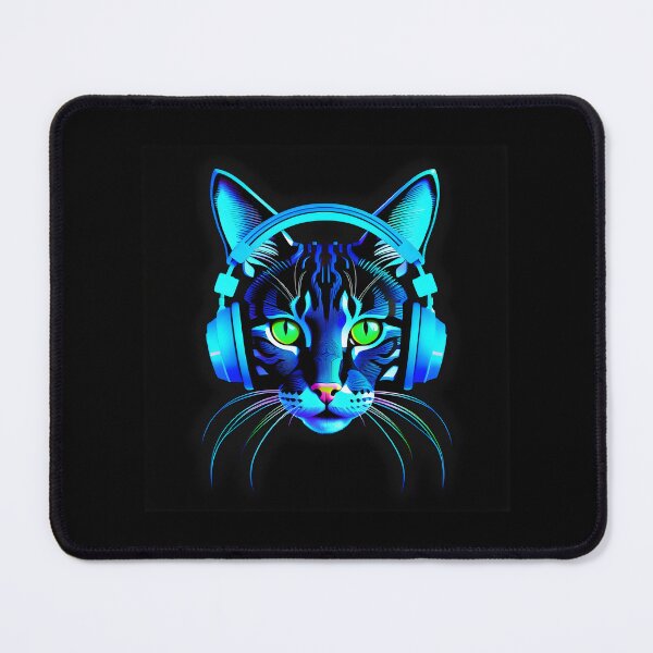 Item preview, Cat kitten with neon headphones  designed and sold by Inspirationmotivation.