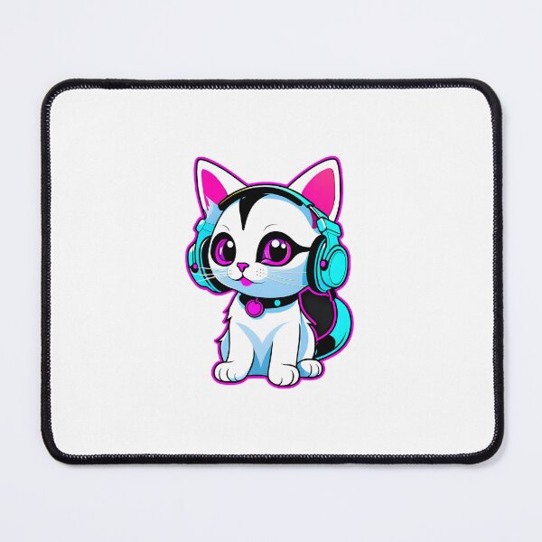 Item preview, Kitten with neon headphones  designed and sold by Inspirationmotivation.