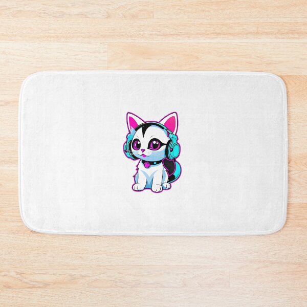 Item preview, Kitten with neon headphones  designed and sold by Inspirationmotivation.