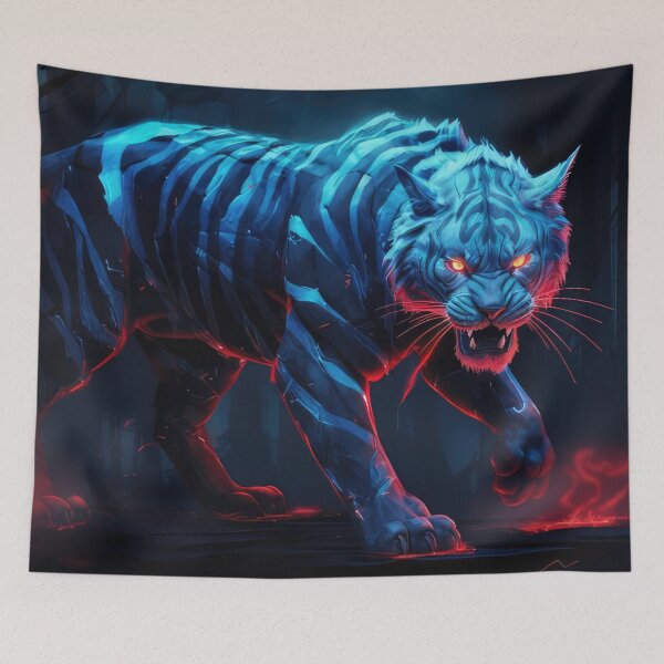 Item preview, Neon Blue and Red Tiger  designed and sold by momosstyle.