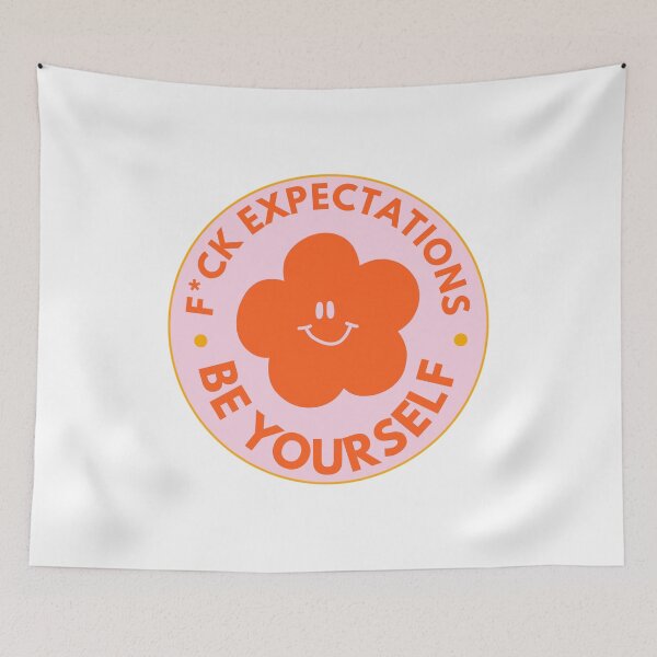 Item preview, F*ck Expectations Be Yourself - Groovy flower Design - orange pink designed and sold by Cool Stuff Galore.