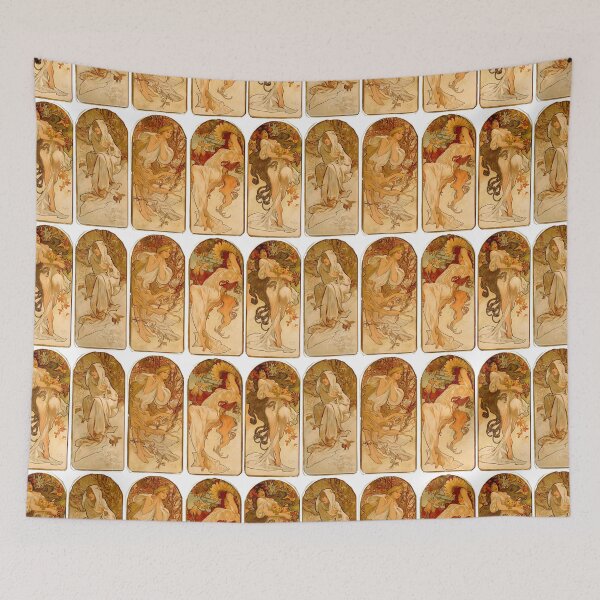 Item preview, Four Women Four Seasons 1897 Alphonse Marie Mucha designed and sold by RocketshipRetro.