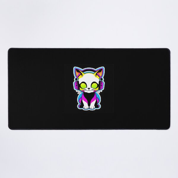 Item preview, Kitten with neon headphones designed and sold by Inspirationmotivation.