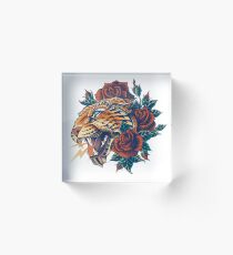 Verzierter Leopard (Farbversion) Acrylblock
